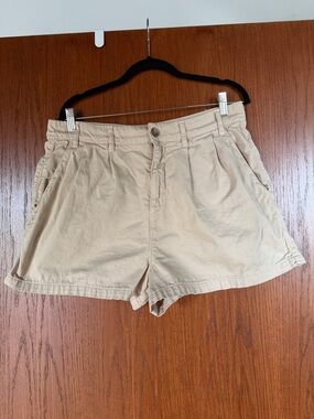 Free People Beige High-Rise Pleated Shorts